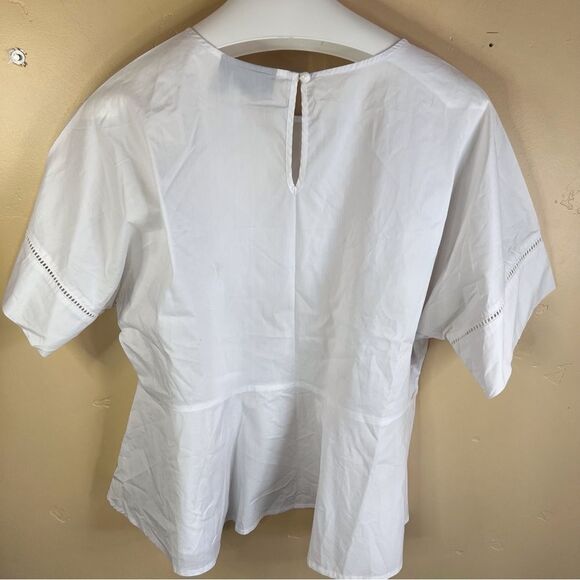 Lane Bryant Womens Size‎ 16 Plus Flare Sleeve Peplum Tope White Eyelet Lace Trim - Picture 2 of 7